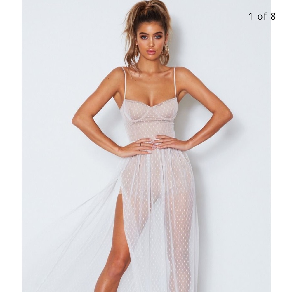 White Fox Boutique Mesh Maxi Dress White